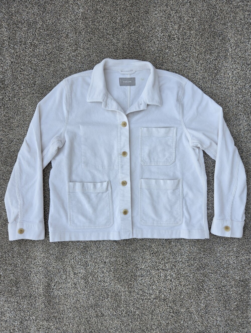 Everlane Off-White Corduroy Chore Coat Utility Jacket Womens Size M Medium